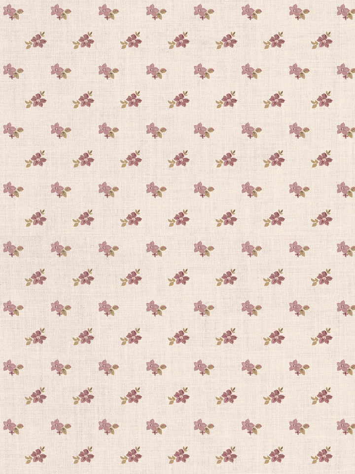 'Anna Floral' Tea Stained Linen Fabric by Nathan Turner - Mustard Pink