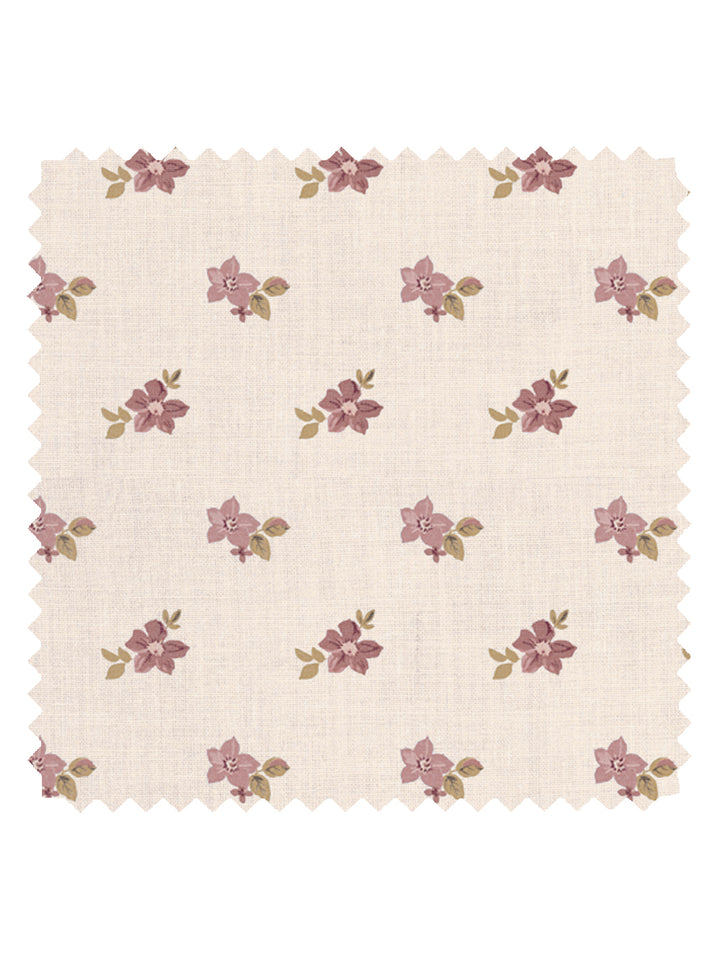'Anna Floral' Tea Stained Linen Fabric by Nathan Turner - Mustard Pink