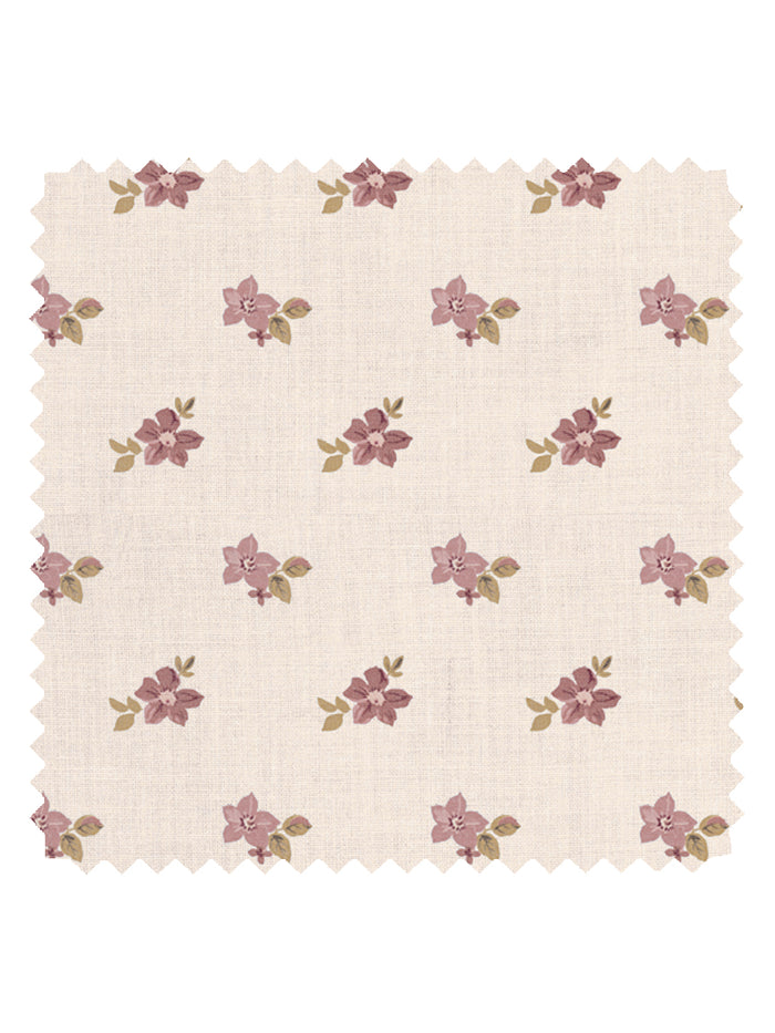 'Anna Floral' Tea Stained Linen Fabric by Nathan Turner - Mustard Pink