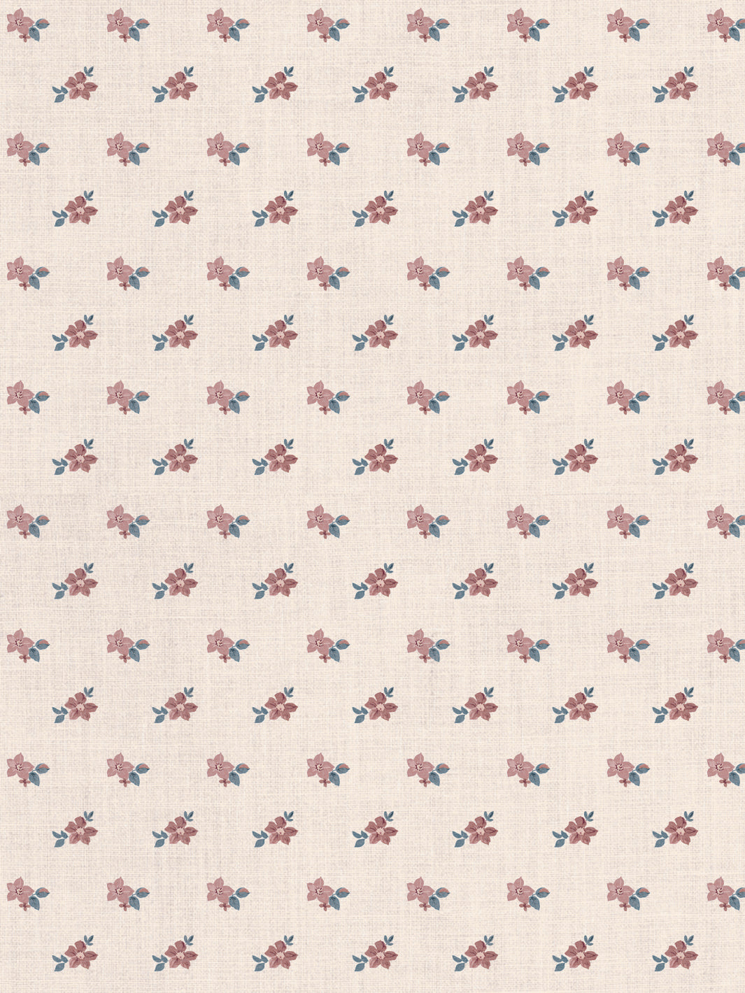 'Anna Floral' Tea Stained Linen Fabric by Nathan Turner - Pink Blue
