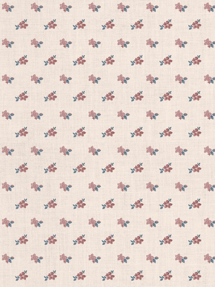 'Anna Floral' Tea Stained Linen Fabric by Nathan Turner - Pink Blue