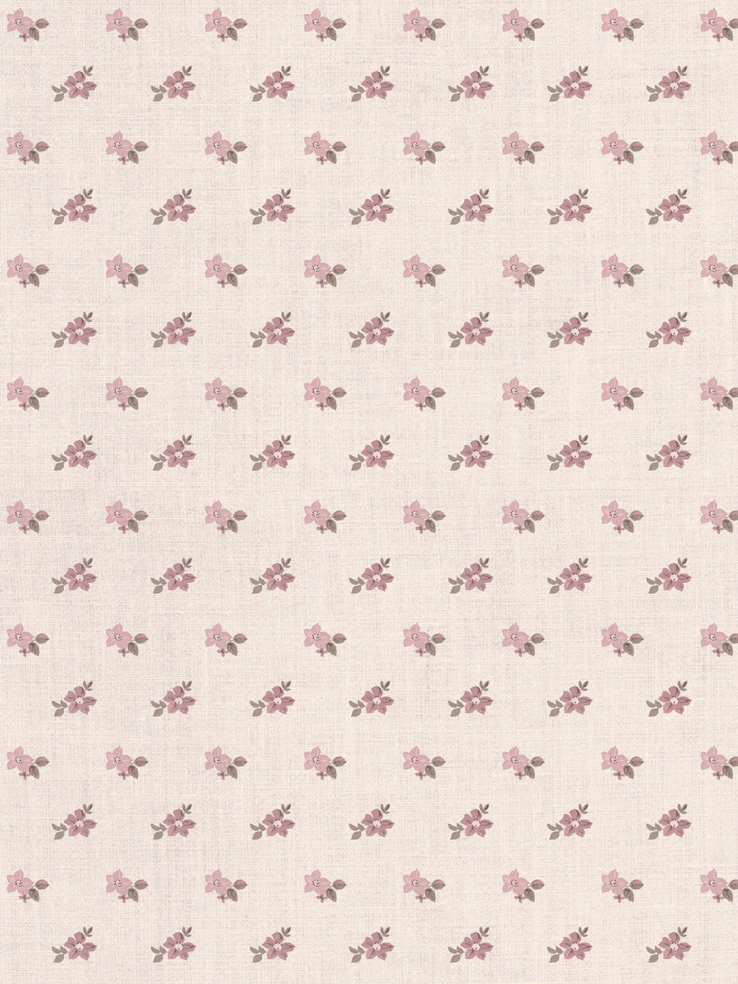 'Anna Floral' Tea Stained Linen Fabric by Nathan Turner - Pink Brown