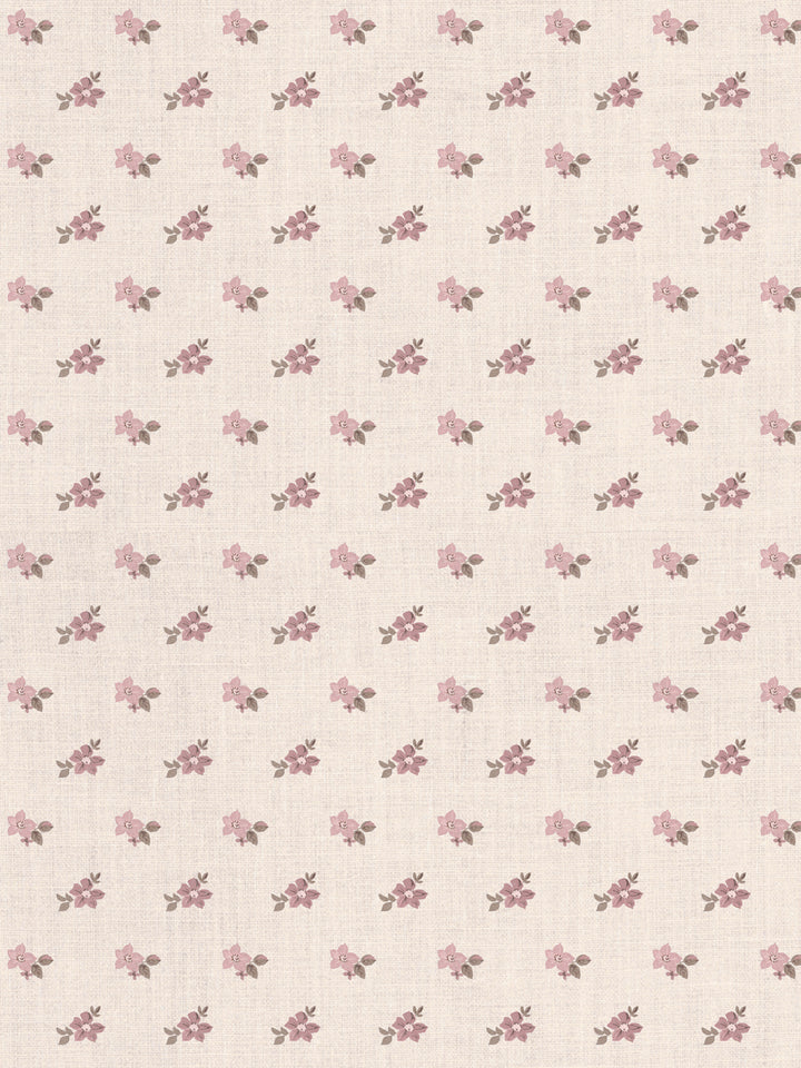 'Anna Floral' Tea Stained Linen Fabric by Nathan Turner - Pink Brown