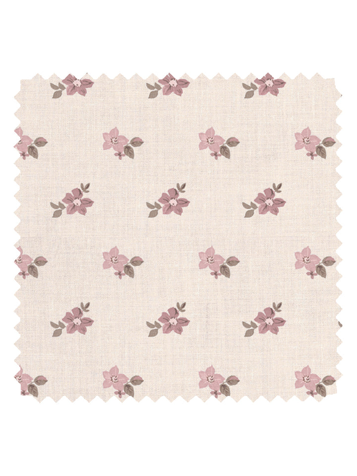 'Anna Floral' Tea Stained Linen Fabric by Nathan Turner - Pink Brown