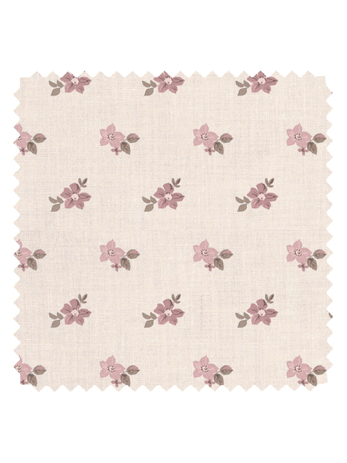 'Anna Floral' Tea Stained Linen Fabric by Nathan Turner - Pink Brown