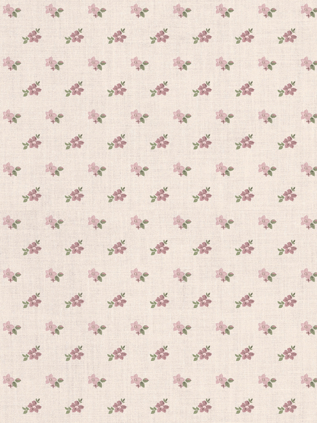 'Anna Floral' Tea Stained Linen Fabric by Nathan Turner - Pink Green