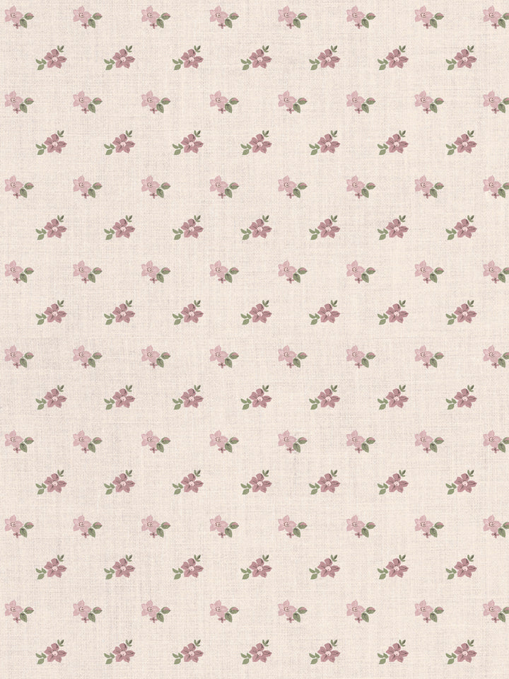 'Anna Floral' Tea Stained Linen Fabric by Nathan Turner - Pink Green