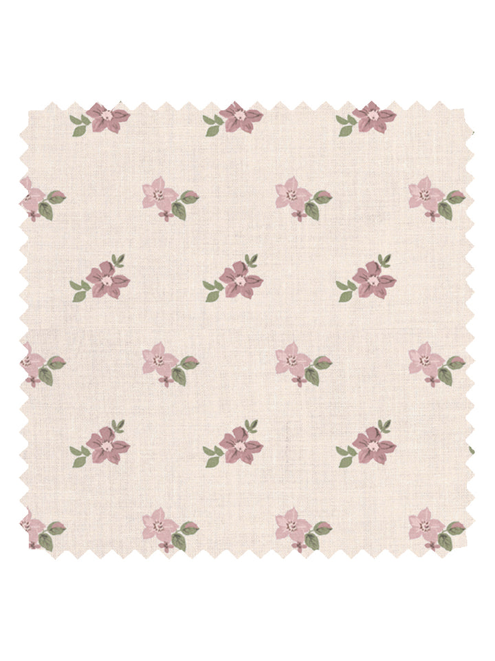 'Anna Floral' Tea Stained Linen Fabric by Nathan Turner - Pink Green