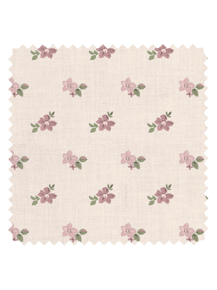 'Anna Floral' Tea Stained Linen Fabric by Nathan Turner - Pink Green