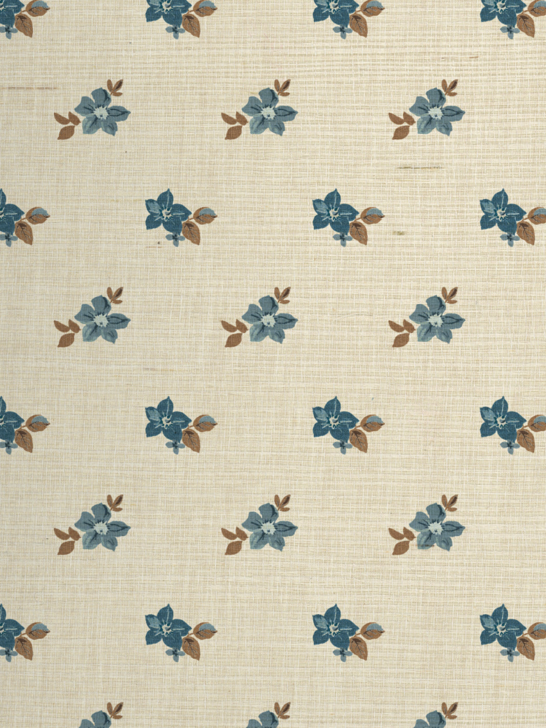 'Anna Floral' Grasscloth Wallpaper by Nathan Turner - Blue Brown