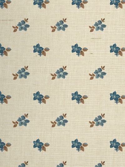 'Anna Floral' Grasscloth Wallpaper by Nathan Turner - Blue Brown