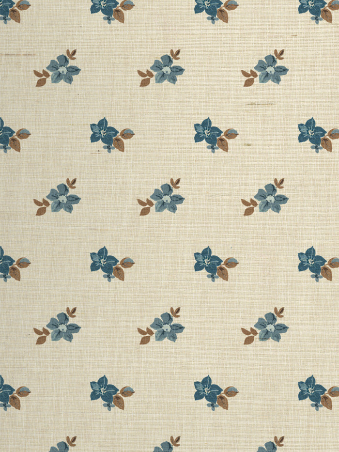 'Anna Floral' Grasscloth Wallpaper by Nathan Turner - Blue Brown