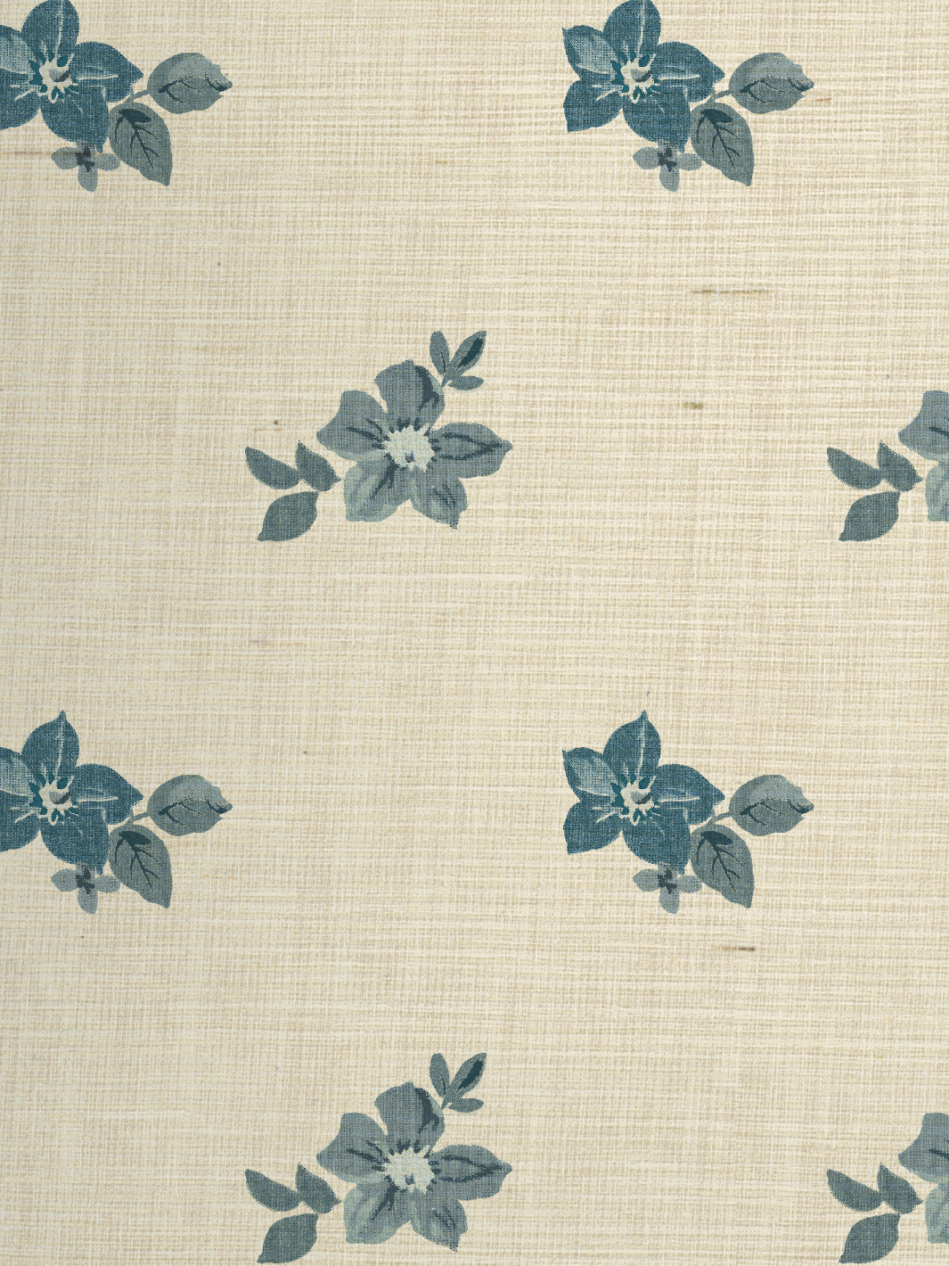 'Anna Floral' Grasscloth Wallpaper by Nathan Turner - Blues