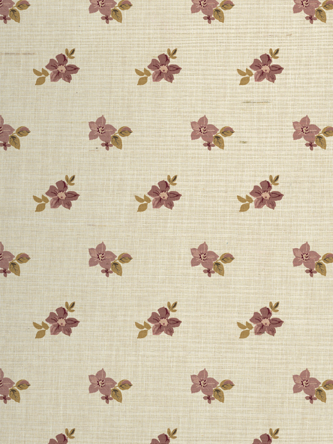 'Anna Floral' Grasscloth Wallpaper by Nathan Turner - Mustard Pink