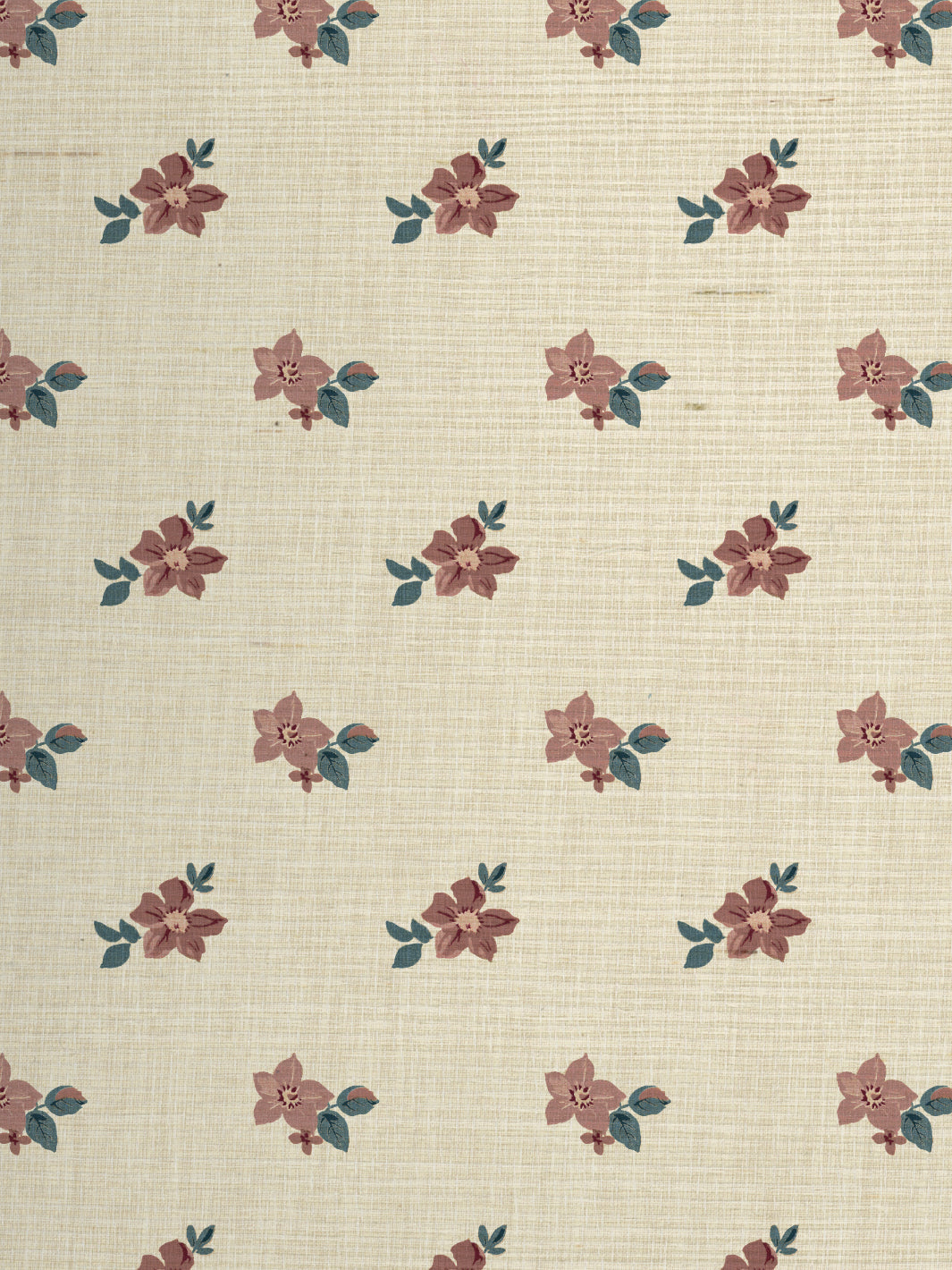 'Anna Floral' Grasscloth Wallpaper by Nathan Turner - Pink Blue