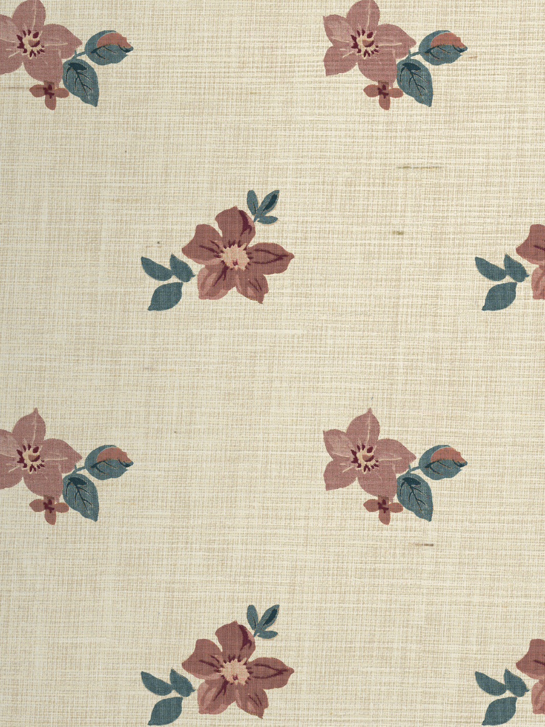 'Anna Floral' Grasscloth Wallpaper by Nathan Turner - Pink Blue