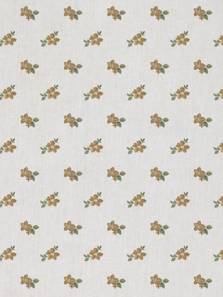 anna floral linen fabric by nathan turner gold green