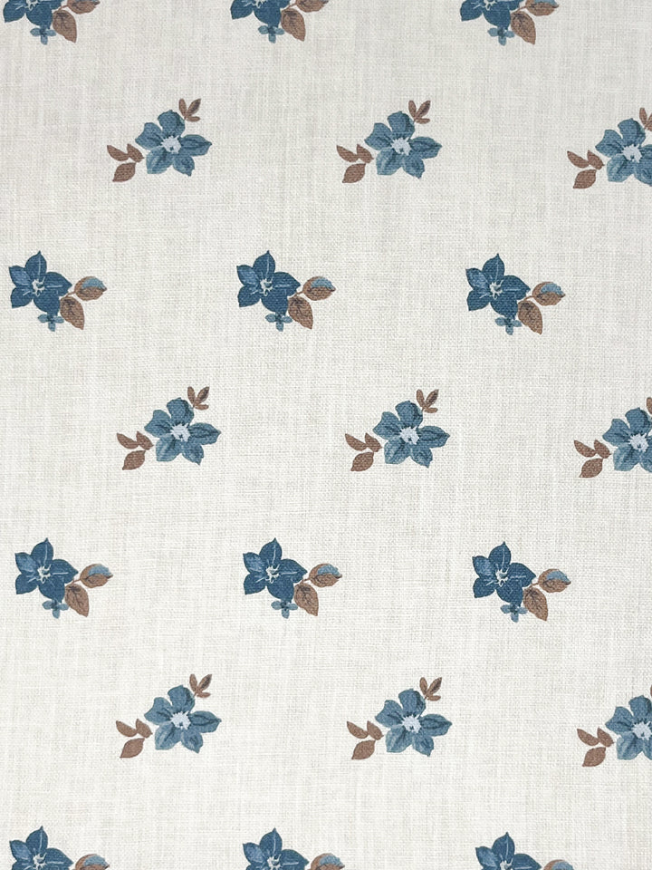 anna floral linen fabric by nathan turner blue brown