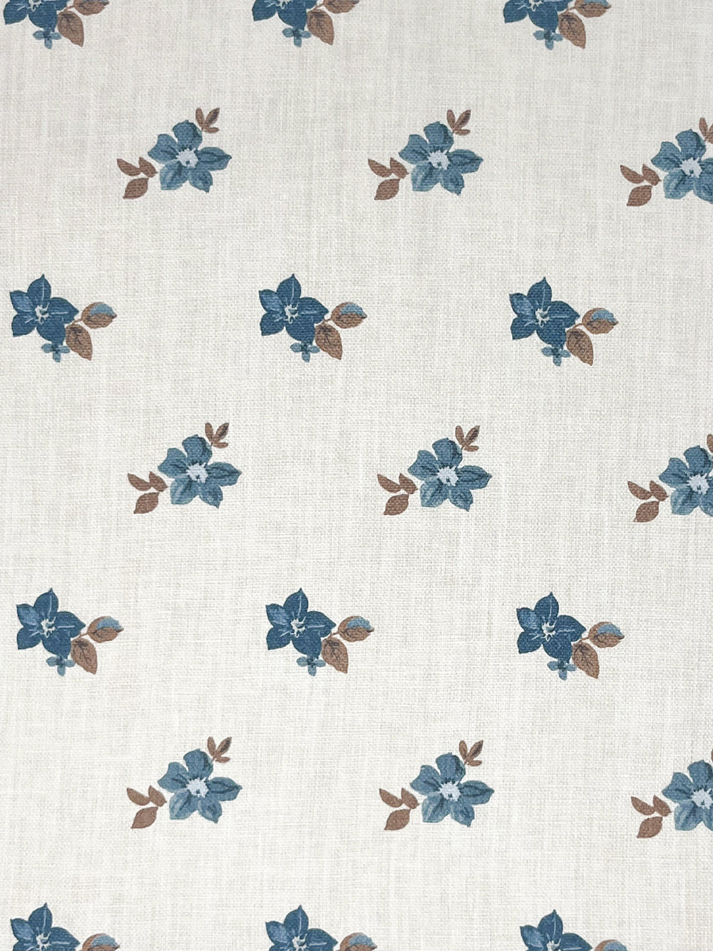 anna floral linen fabric by nathan turner blue brown