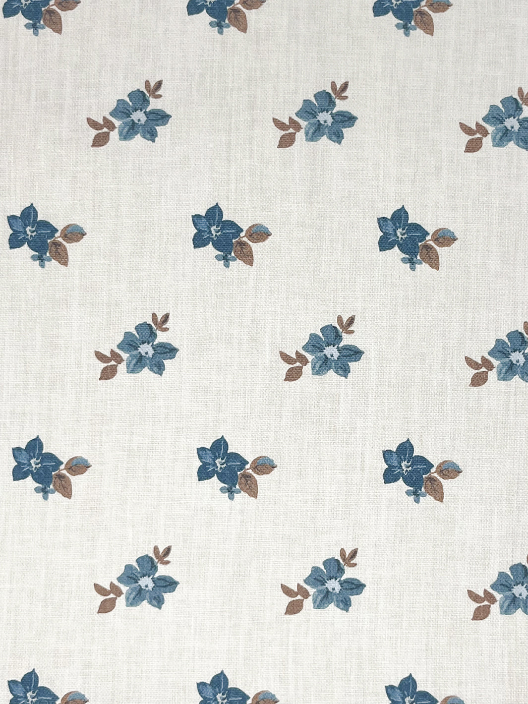 anna floral linen fabric by nathan turner blue brown