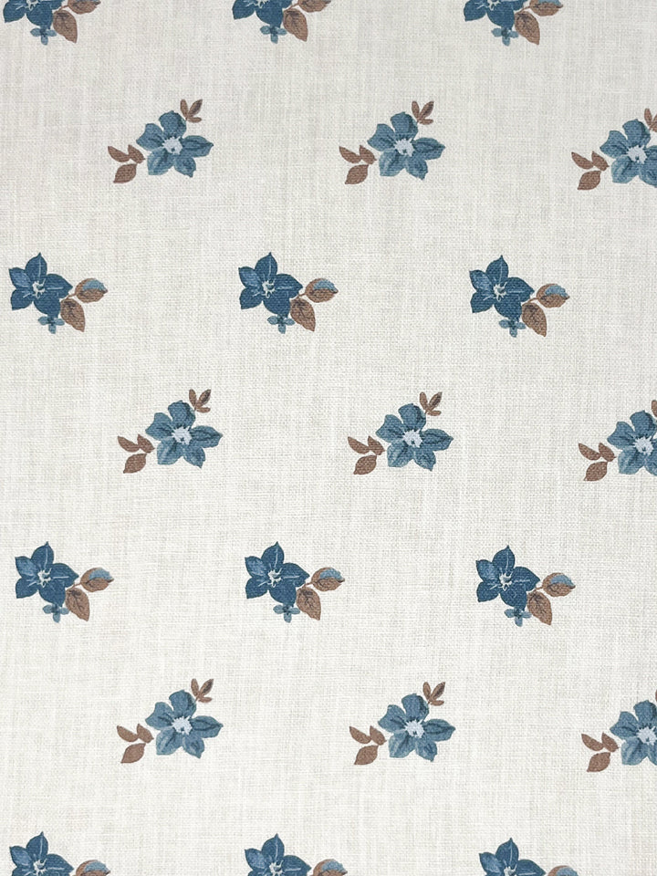 anna floral linen fabric by nathan turner blue brown