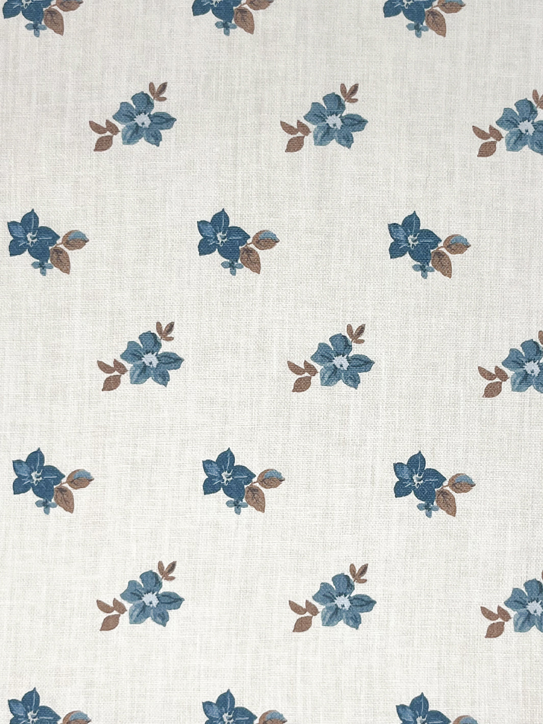 'Anna Floral' Linen Fabric by Nathan Turner - Blue Brown