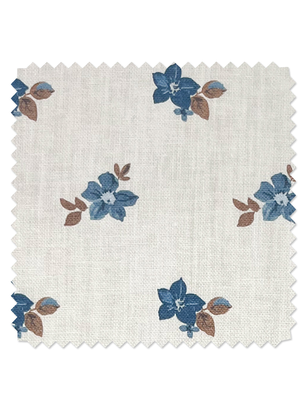 anna floral linen fabric by nathan turner blue brown