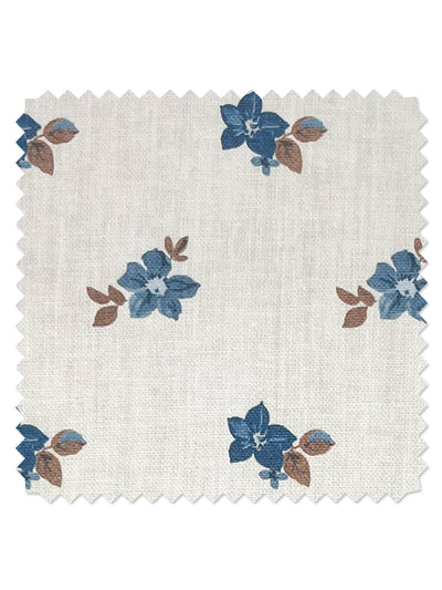 'Anna Floral' Linen Fabric by Nathan Turner - Blue Brown