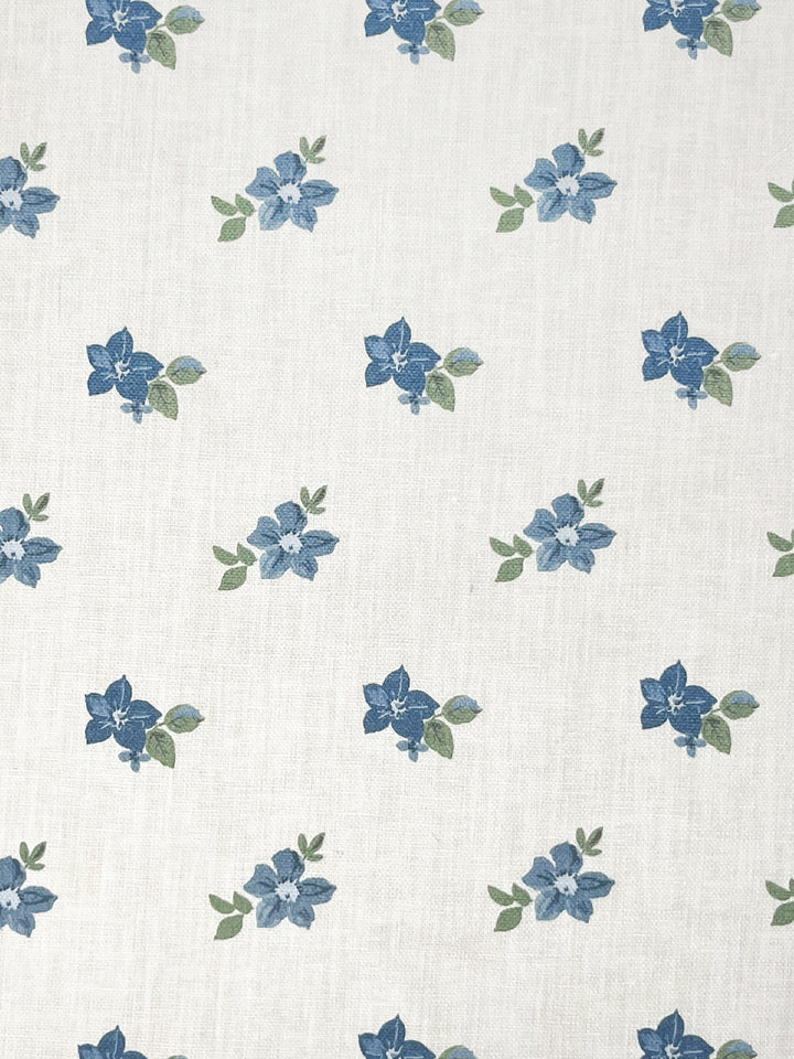 anna floral linen fabric by nathan turner blue green