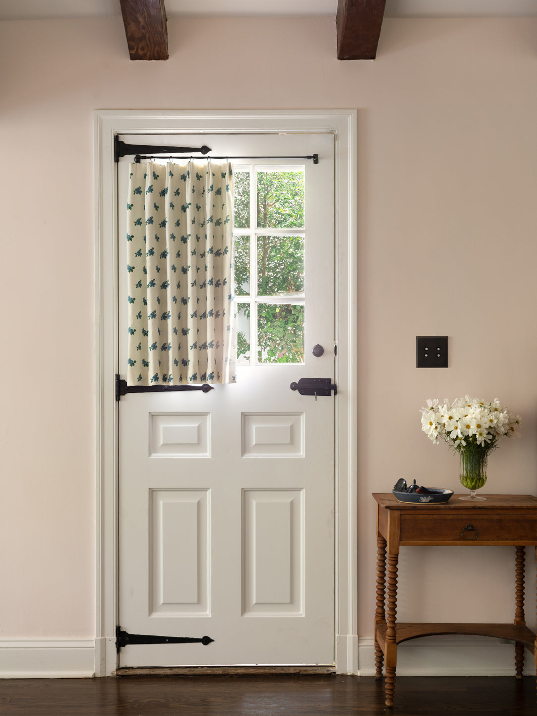 anna floral linen fabric by nathan turner blue green