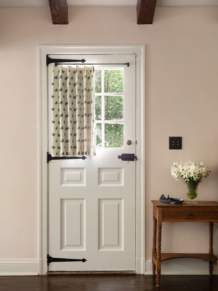 anna floral linen fabric by nathan turner blue green