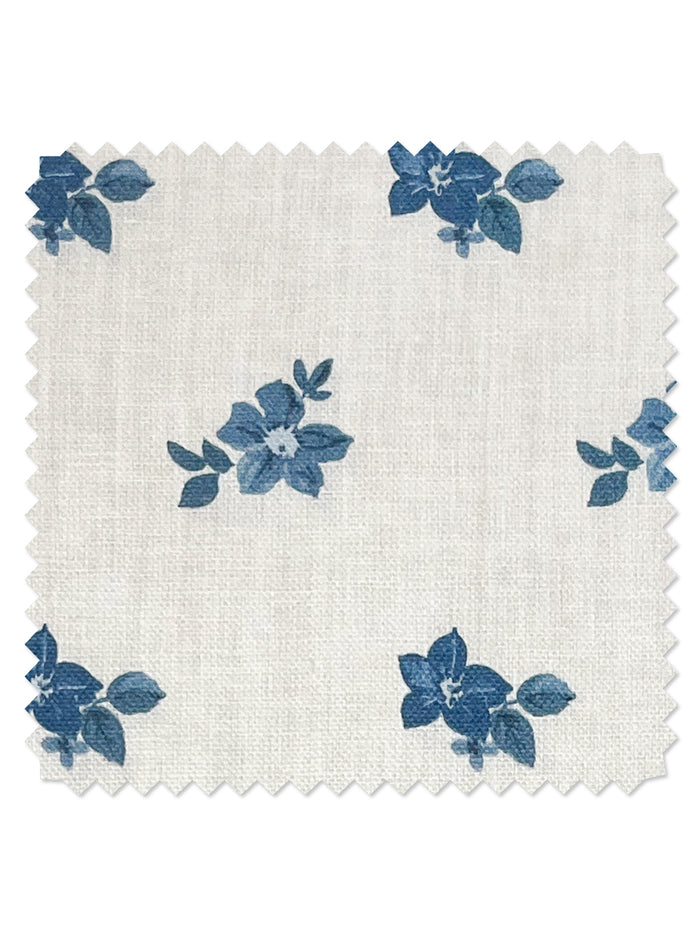 Anna Floral' Linen Fabric by Nathan Turner - Blues