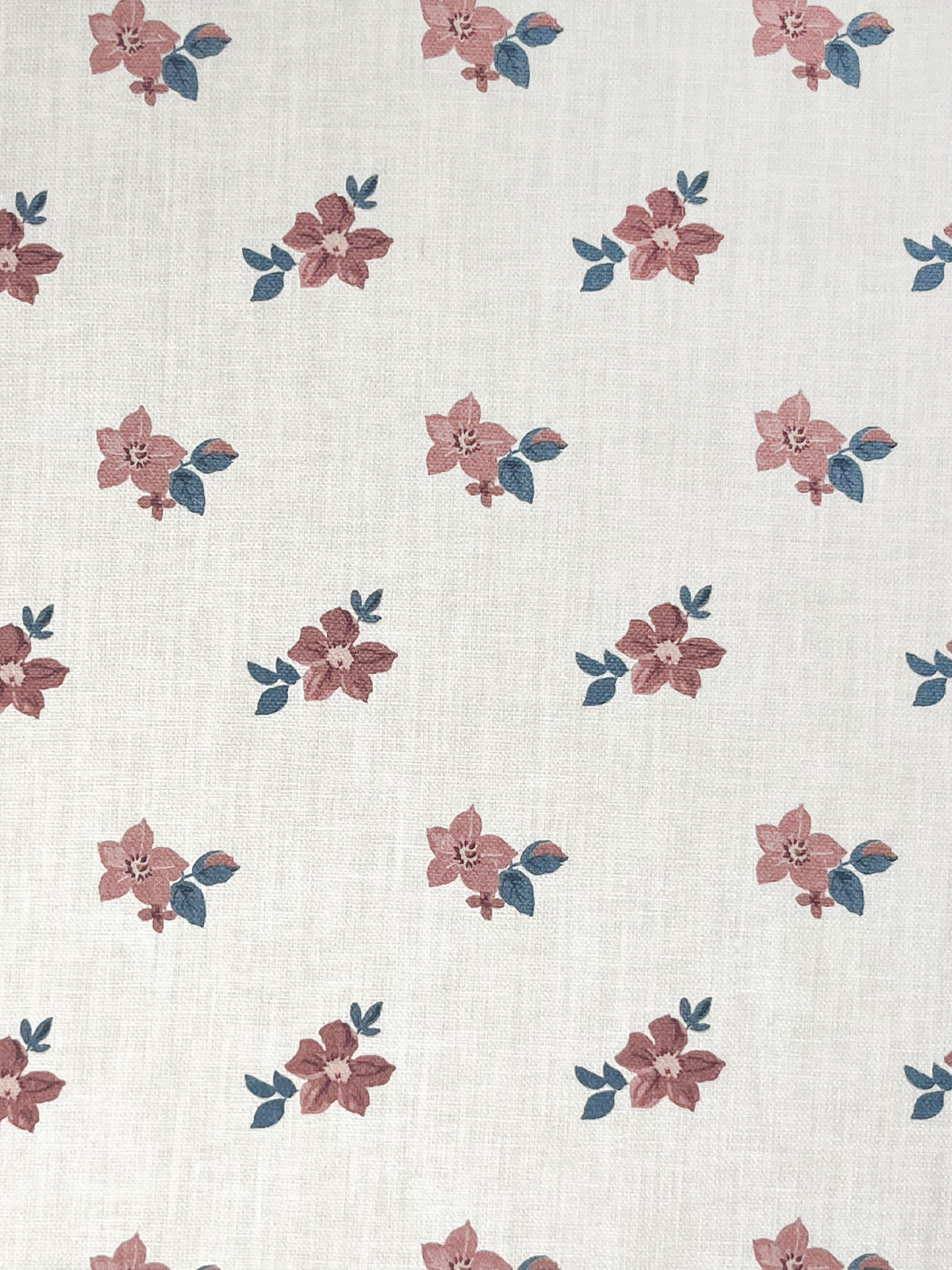 anna floral linen fabric by nathan turner pink blue