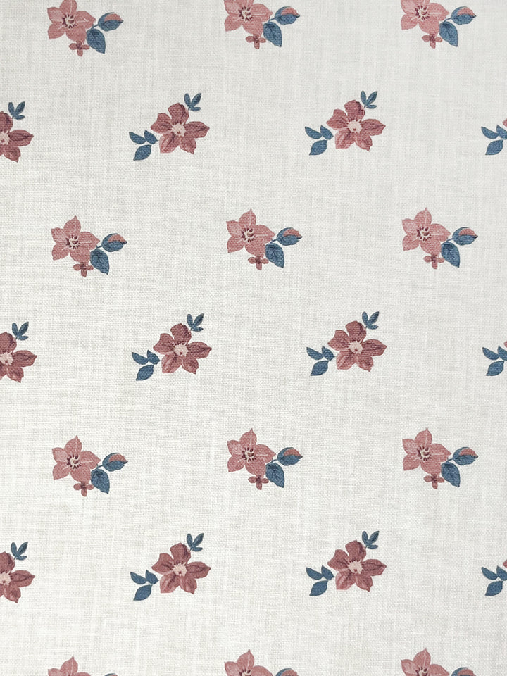 anna floral linen fabric by nathan turner pink blue