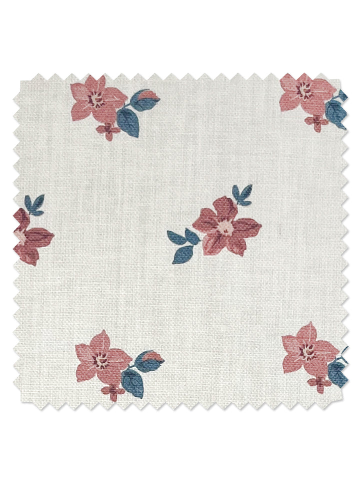 anna floral linen fabric by nathan turner pink blue