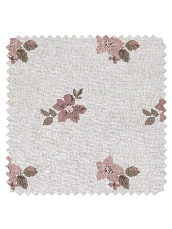 anna floral linen fabric by nathan turner pink brown