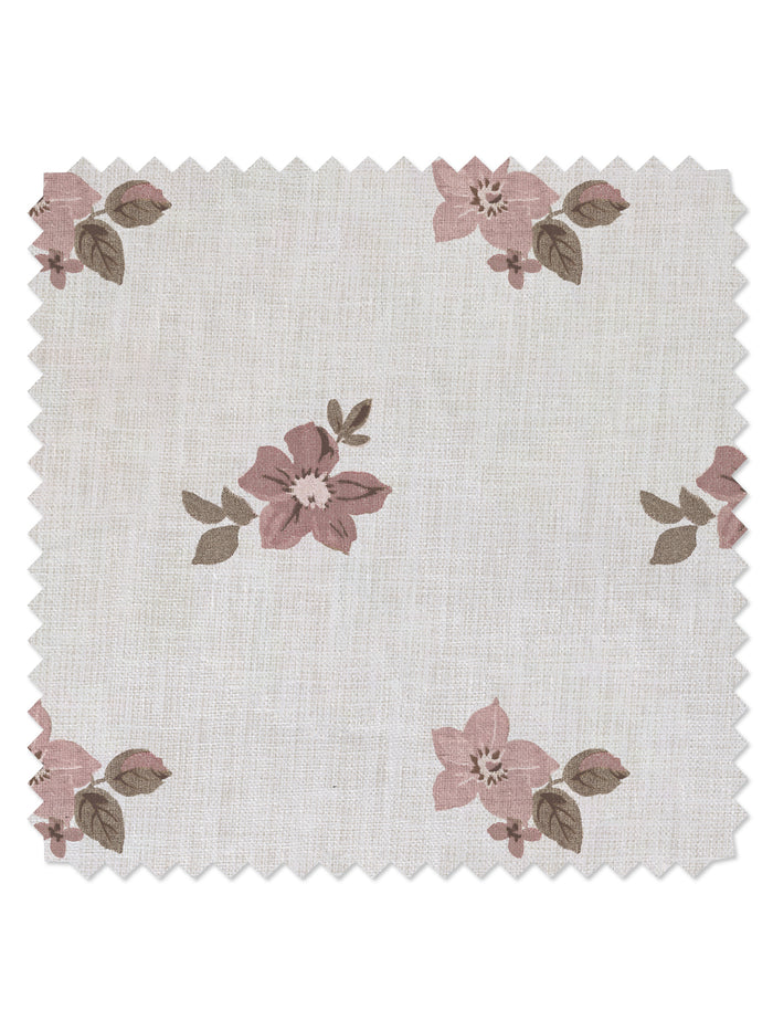 Anna Floral' Linen Fabric by Nathan Turner - Pink Brown