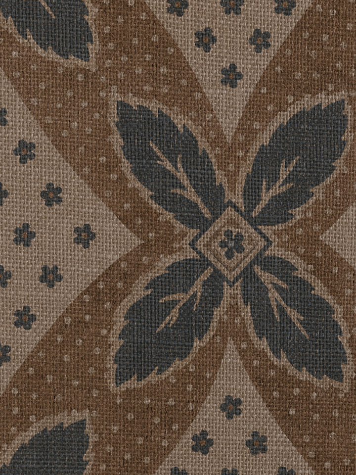 'Arthur' Burlap Wallpaper by Nathan Turner - Blue on Taupe