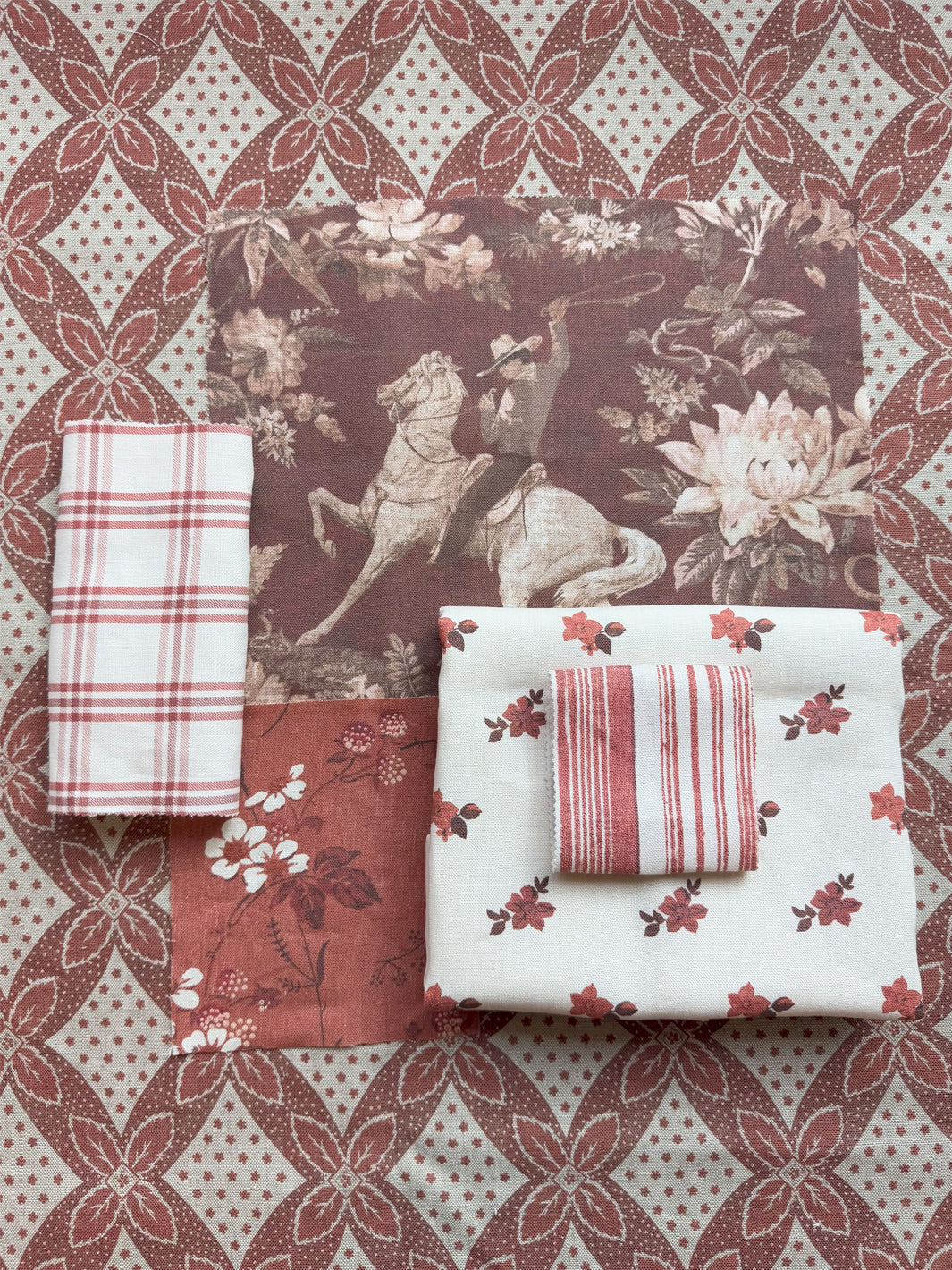 'Arthur' Flax Linen Fabric by Nathan Turner - Antique Red