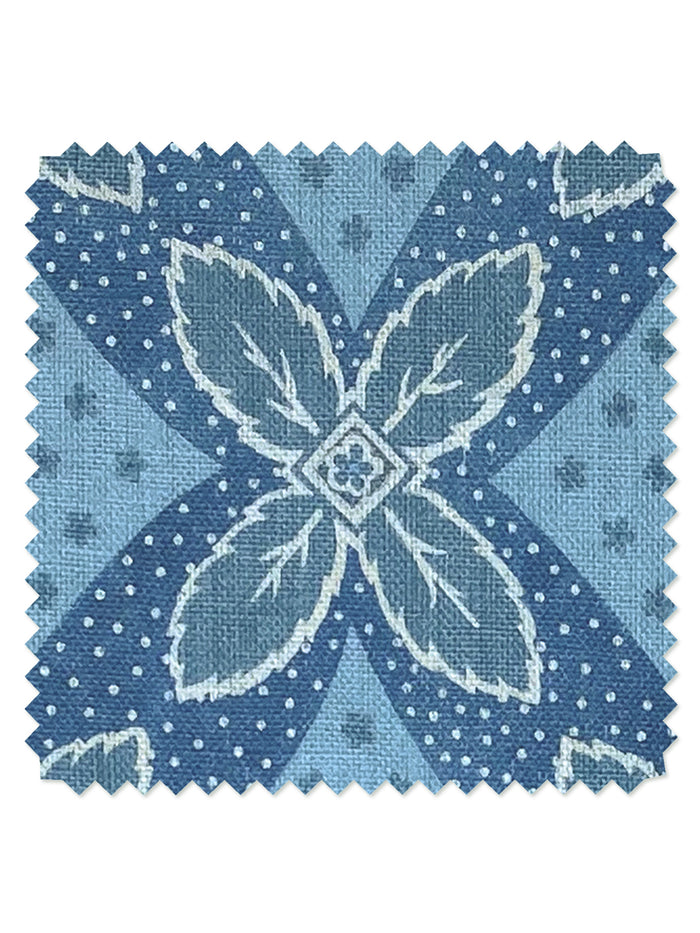 Arthur' Linen Fabric by Nathan Turner - Blue on Blue