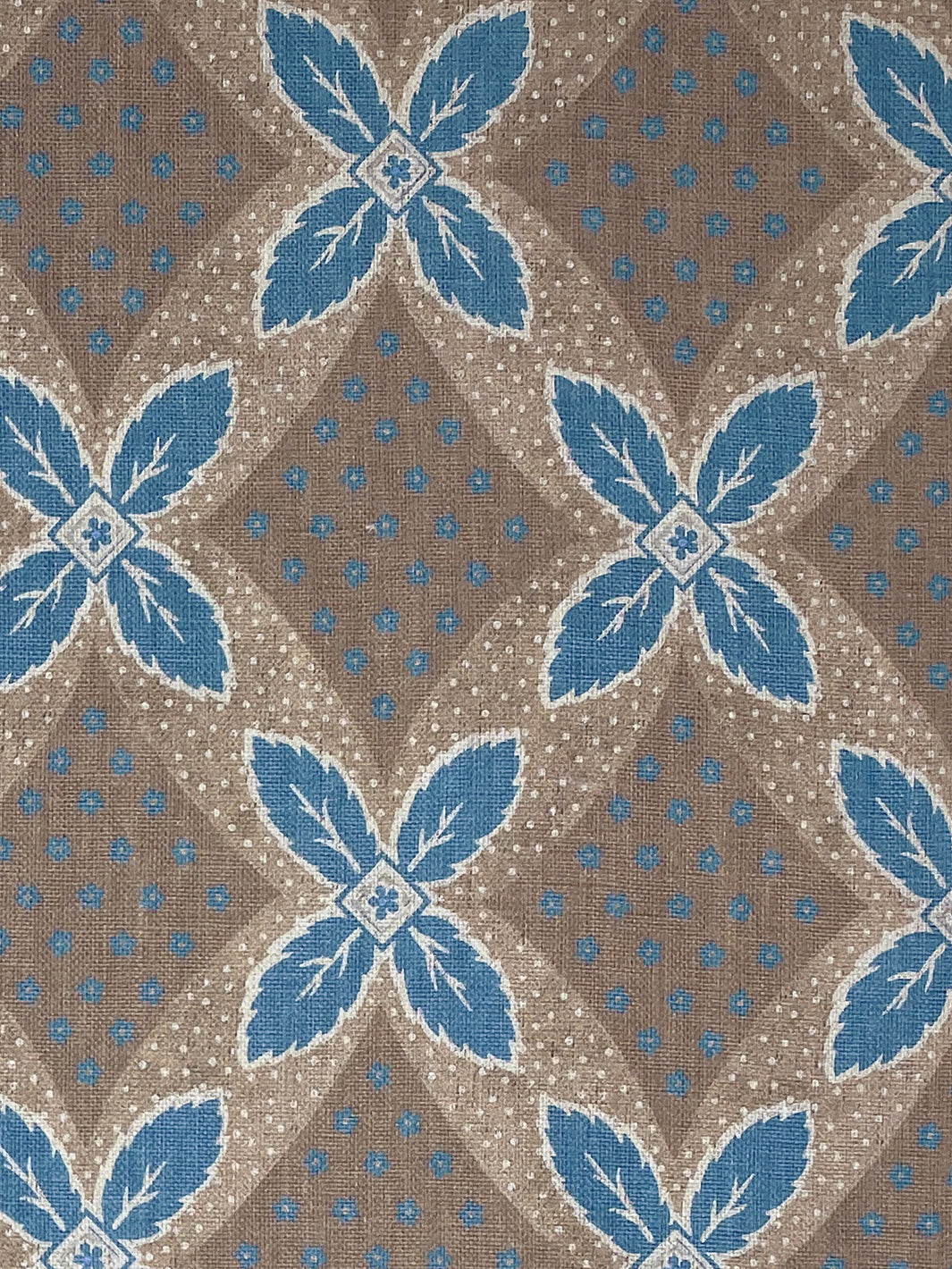 'Arthur' Linen Fabric by Nathan Turner - Blue on Brown