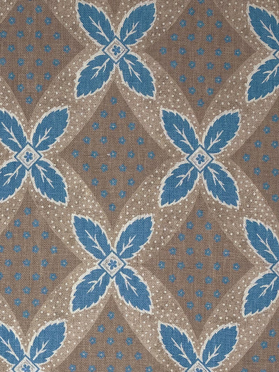 'Arthur' Linen Fabric by Nathan Turner - Blue on Brown