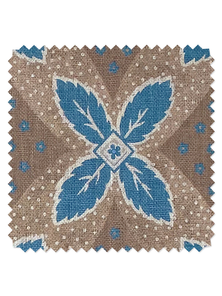 arthur linen fabric by nathan turner blue on brown