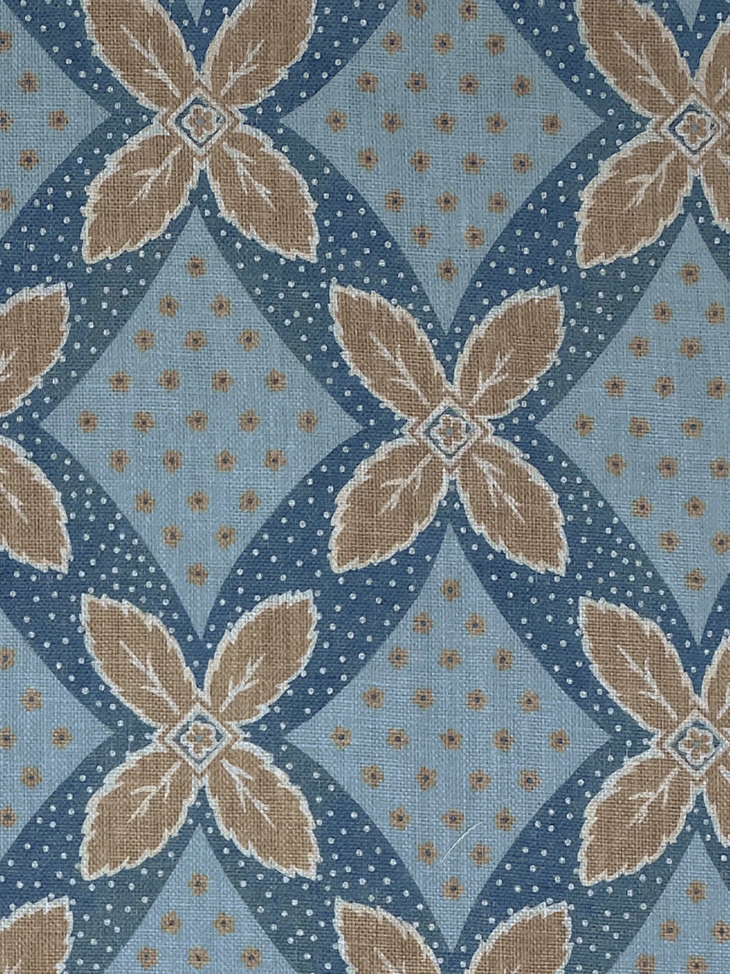'Arthur' Linen Fabric by Nathan Turner - Taupe on Blue