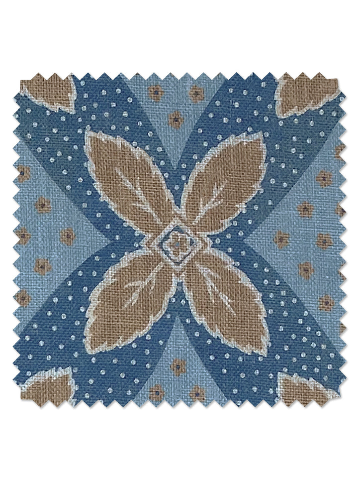 arthur linen fabric by nathan turner taupe on blue