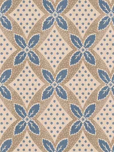 'Arthur' Wallpaper by Nathan Turner - Blue on Taupe