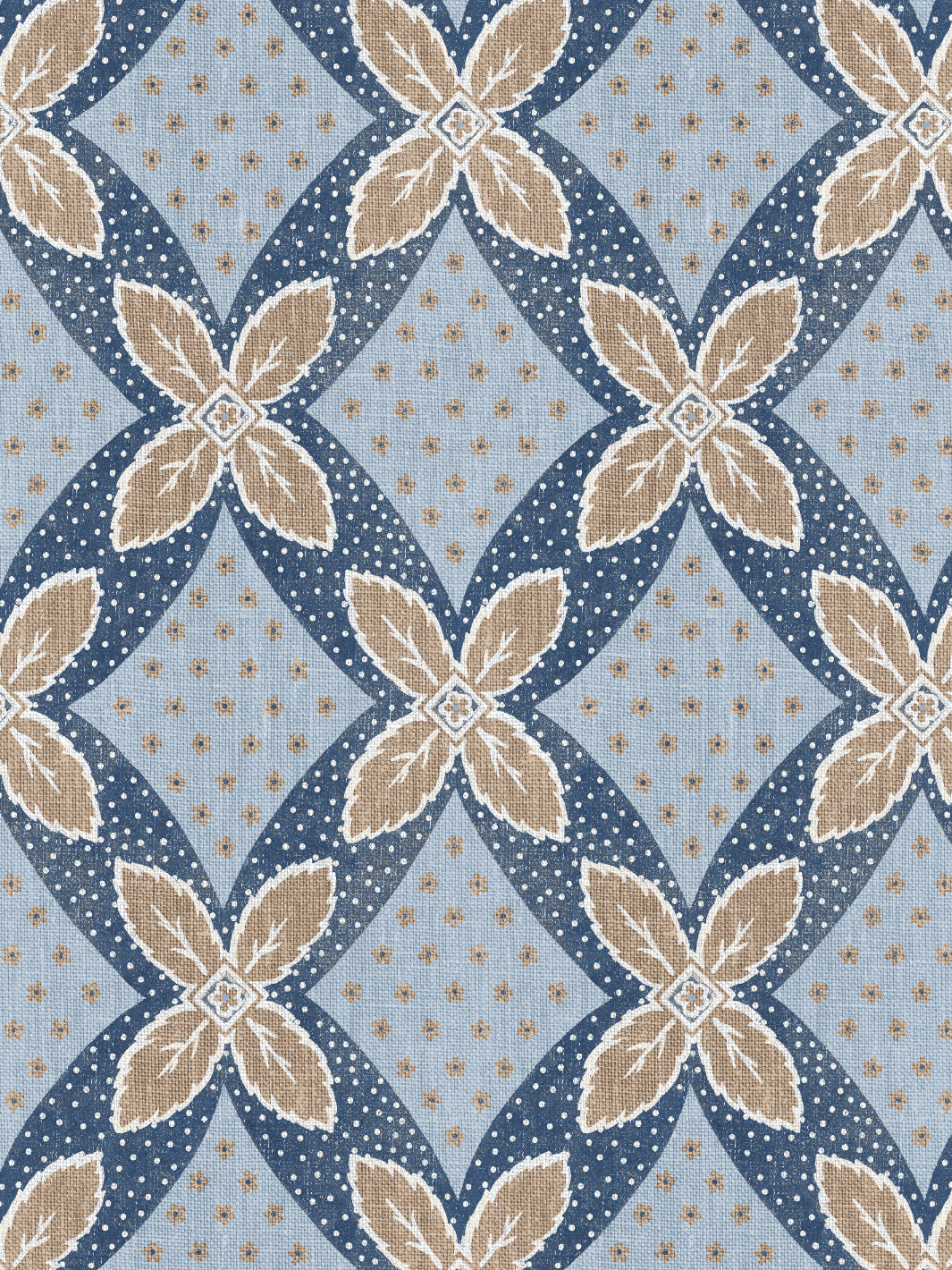 'Arthur' Wallpaper by Nathan Turner - Taupe on Blue