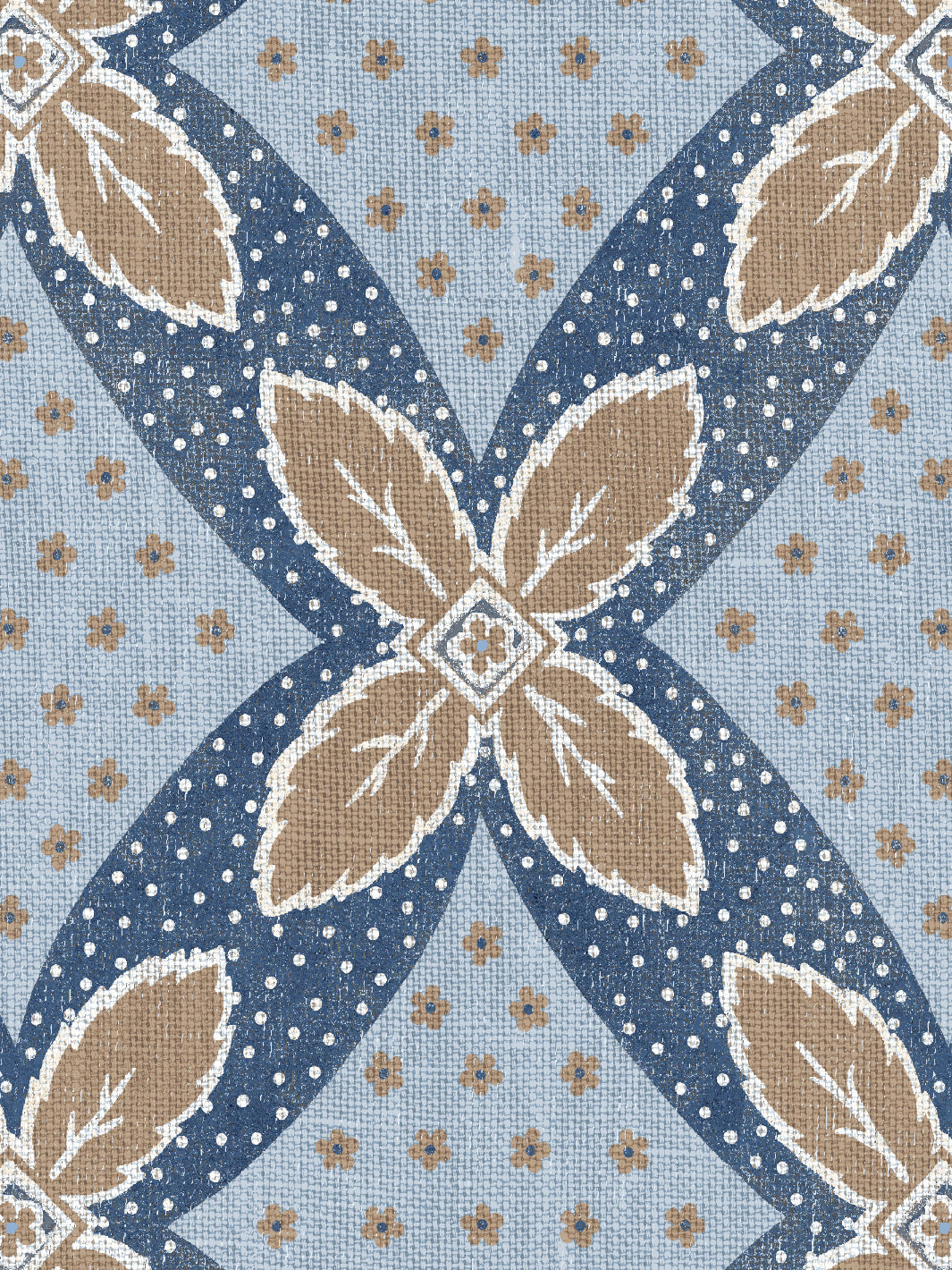 'Arthur' Wallpaper by Nathan Turner - Taupe on Blue