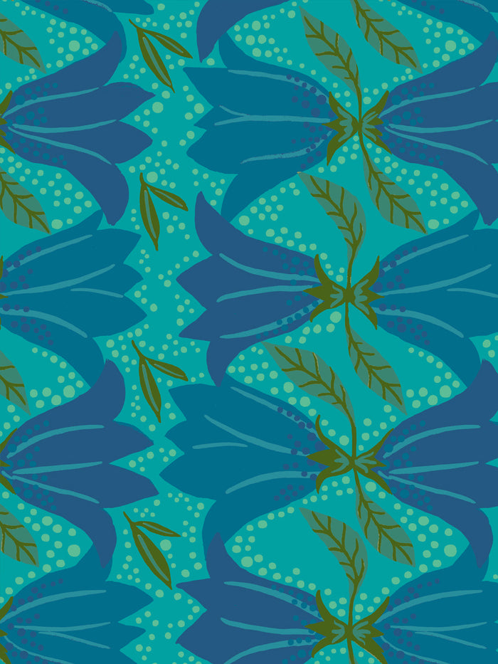 'Astrid' Wallpaper by Sarah Jessica Parker - Capri Blue