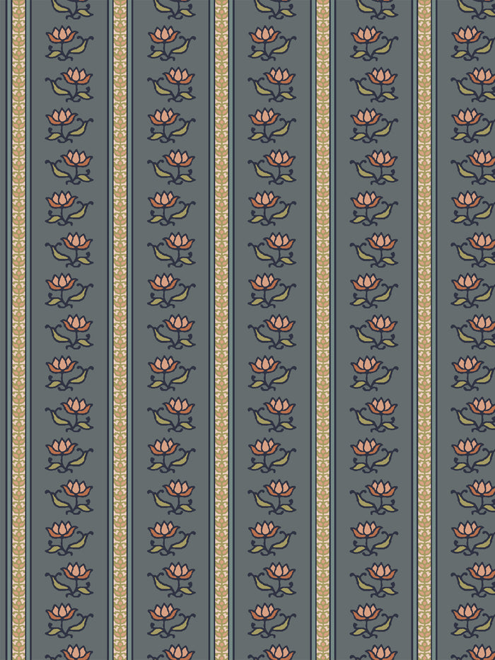 'Azahara' Wallpaper by Wallshoppe - Antique Navy Blossom